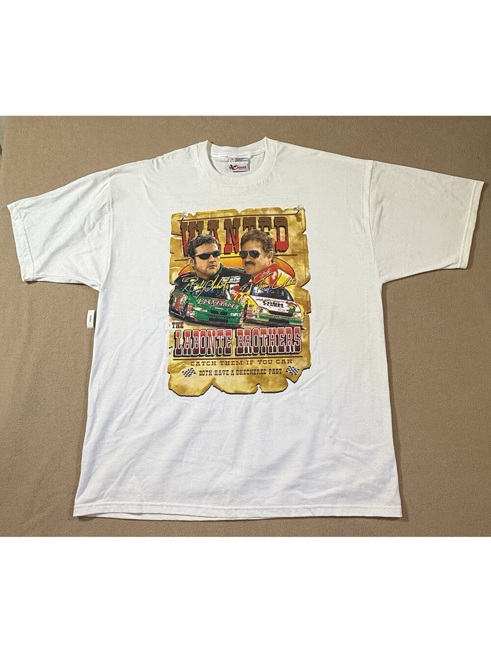 Chase NASCAR Labonte Brothers Terry #5 Bobby #18 White T-Shirt XL